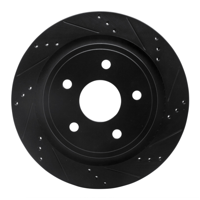 Chrysler Aspen Brake Rotor (1) - Rear Right - R1 Concepts - Drilled & Slotted - Black - `02-`24